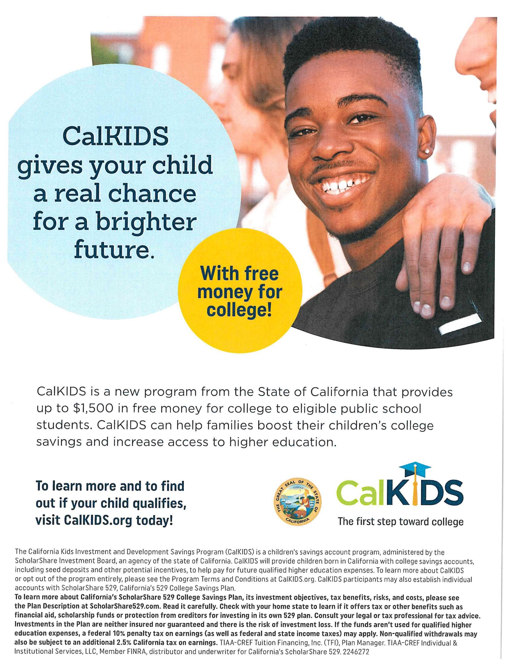 CalKids Info - A new program that students may be able to qualify for $1,500