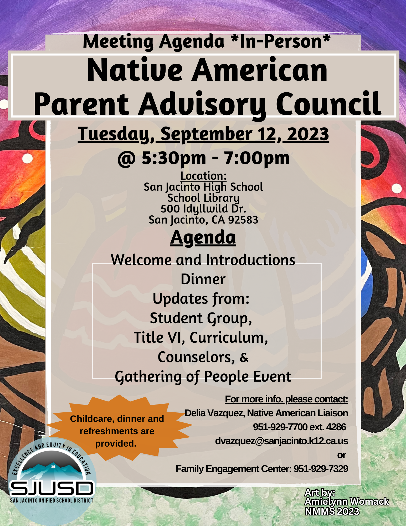NAPAC will be happening at the SJHS Library on September 12th from 5:30pm to 7:30pm. 